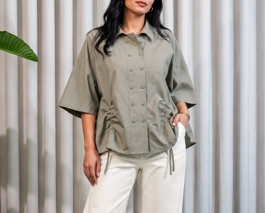 Olive Drawstring Shirt