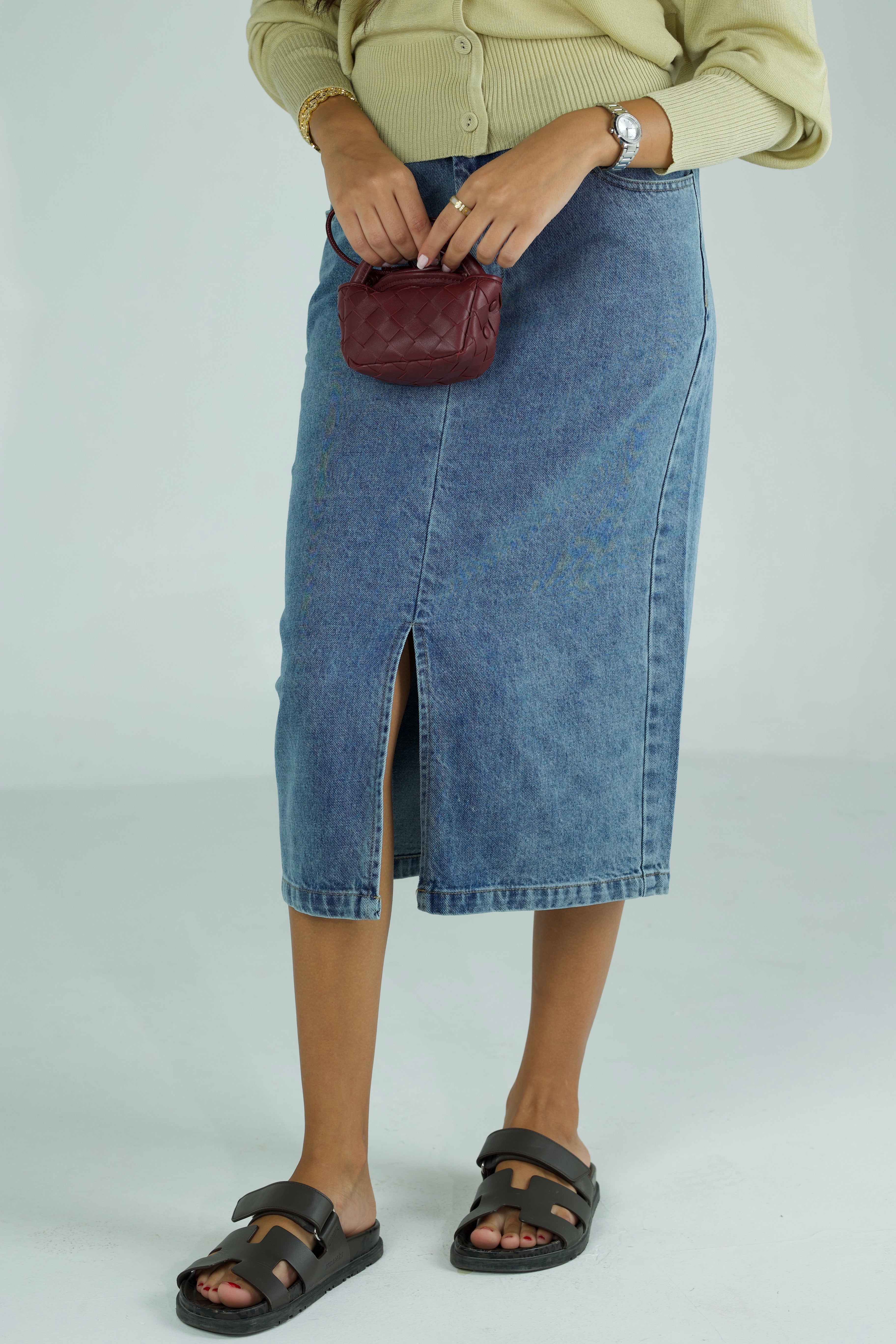 Front slit Denim Skirt