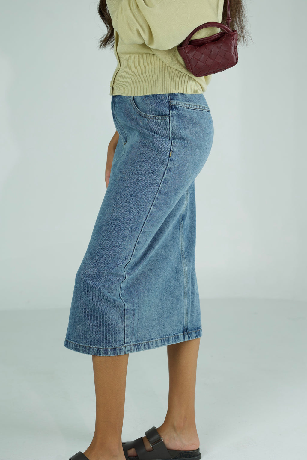 Front slit Denim Skirt
